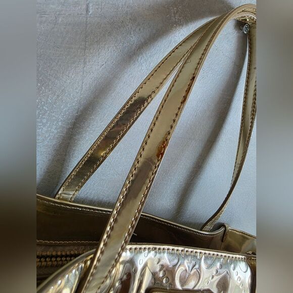 Kate Spade Quinn Beale Street Gold Metallic Embossed Tote 10x12x3.5 - Picture 5 of 13